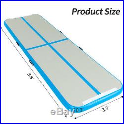 10FT Inflatable Airtrack Gymnastics Tumbling Mat Training Home Gym with Pump Blue