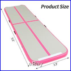 10FT Inflatable Airtrack Gymnastics Tumbling Mat Training Home Gym with Pump Pink