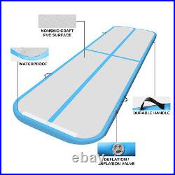 16ft Inflatable Air Track Floor Gymnastics Blue Pad Tumbling Yoga Mats Indoor