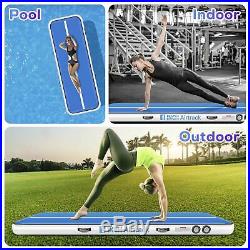 20 Air Track Floor Inflatable Balance Gymnastics Mat Electric Pump Blue Tumbling