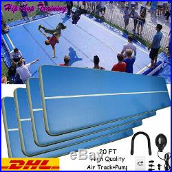20 ft Air Track Blue Inflatable Gymnastic Tumbling Exercise Mat Home Sports Yoga