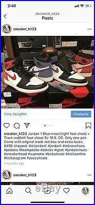 2018 Nike Air Jordan 1 Retro High OG 6 Rings Track Red / Blue Moon Size 10.5