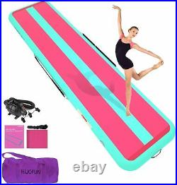 20FT 6M 8 Air Inflatable Gymnastics Mat Tumbling Track Home Yoga Exercise Pink