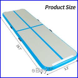 20FT Inflatable Airtrack Gymnastics Tumbling Mat Training Home Gym with Pump Blue