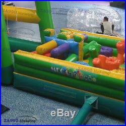 67x10x16ft Inflatable Ninga Track Course Obstacle Bouncer With 2 Air Blower