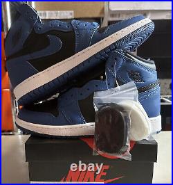 Air Jordan 1 High Dark Marina Blue Black Sneaker, Size 6.5Y / 8W BNIB 575441-404