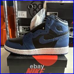 Air Jordan 1 High Dark Marina Blue Black Sneaker, Size 6.5Y / 8W BNIB 575441-404