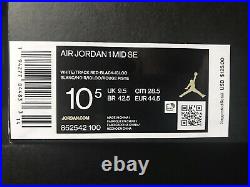 Air Jordan 1 Mid SE Union Black Toe Size 10.5 DS Track Red 852542-100 New Black