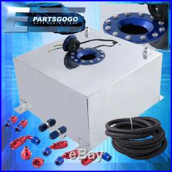 Aluminum 13 Gallon Fuel Cell Tank With Blue Cap Braided Nylon Oil Feed Line 10An
