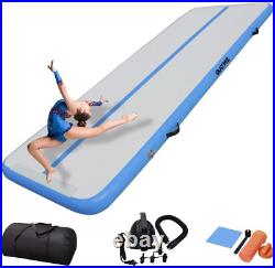 IBATMS Gymnastics Air 16 ft Tumbling Mat Track for Cheerleading Yoga Light Blue