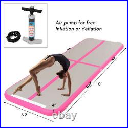 Inflatable Gymnastic Tumbling Mat Air Track Floor Home Yoga Taekwondo Pump Pink