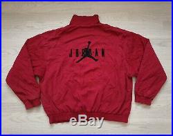 NIKE AIR JORDAN Vintage 90s Big Jumpman Windbreaker Track Jacket -Red Large Rare
