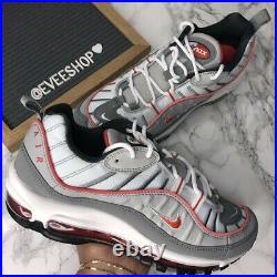 New Nike Air Max 98 Particle Grey/Track Red CI3693-001 Men Size 8