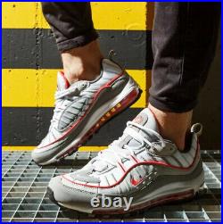 New Nike Air Max 98 Particle Grey/Track Red CI3693-001 Mens Size 11.5