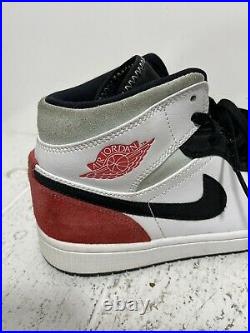 Nike AIR JORDAN 1 MID UNION Black Toe Size 8.5 852542-100 White/Track Red