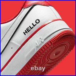 Nike Air Force 1 Low HELLO Name Tag Pack White Red Urbanstar CZ0327-100 sz 18