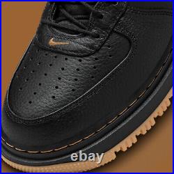 Nike Air Force 1 Luxe Low Triple Black Bucktan Gum Sole DB4109-001 sz 10 Men's