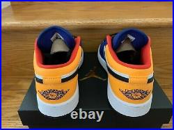 Nike Air Jordan 1 Low White Blue Track Red 553560-123 Boys Kids GS Sz 4.5Y-7Y DS