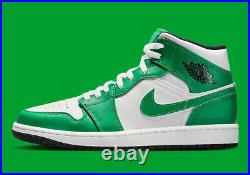 Nike Air Jordan 1 Mid Lucky Green White Black DQ8426-301 Men's New