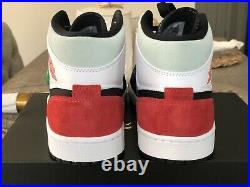 Nike Air Jordan 1 Mid SE Track Red Black Toe White Union-Style 852542-100 Size 9
