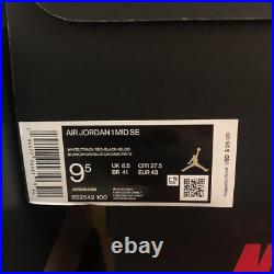 Nike Air Jordan 1 Mid SE Union Black Toe Track Red White AJ1 Size 12 & 9.5