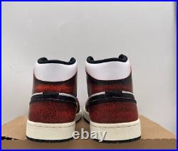 Nike Air Jordan 1 Mid SE Wear Away Chicago Red Black DV9565-006 Mens Size 10.5