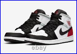 Nike Air Jordan 1 Mid SE White Track Red Black 852542-100 Men's Shoes Size 8.5