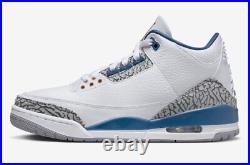 Nike Air Jordan 3 Retro Wizards True Blue White Cement Grey CT8532-148 sz 8 Men