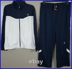 Nike Air Jordan Basketball Track Suit Jacket + Pants Navy Blue White (size 2xl)