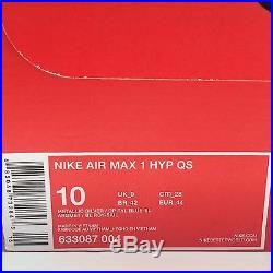 Nike Air Max 1 Hyperfuse QS Metallic Silver Blue'Night Track' US10 UK9 EUR44