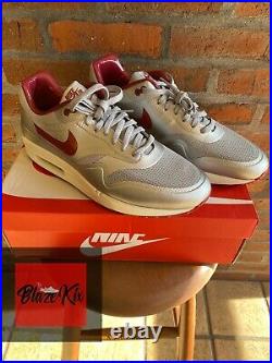 Nike Air Max 1 QS Hyperfuse Night Track, Metallic Silver/Deep Red, Size 12