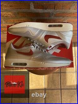 Nike Air Max 1 QS Hyperfuse Night Track, Metallic Silver/Deep Red, Size 12