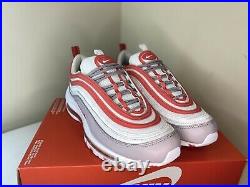 Nike Air Max 97 Women's Size 10.5 Platinum Tint/track Red Shoes CI7388-002
