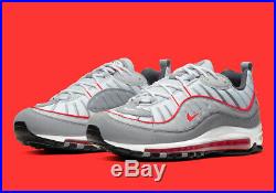 Nike Air Max 98 PARTICLE GREY TRACK RED WHITE BLACK CI3693-001 Men's Running