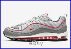 Nike Air Max 98 PARTICLE GREY TRACK RED WHITE BLACK CI3693-001 Men's Running