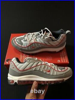 Nike Air Max 98 Particle Grey Track Red CI3693-001 Mens 9.5-11.5