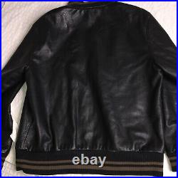 Nike Air Max Leather Bomber Varsity Jacket Black Brown Rare Minor Flaws Track