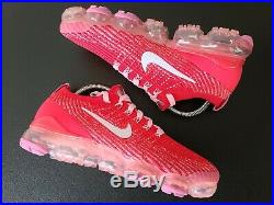 Nike Air VaporMax Flyknit 3 Track Red Pink Foam Running Shoes CU4756-600 Sz 6.5
