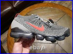 Nike Air Vapormax Flyknit 3 Grey Track Red CT1270-001 Mens Size 11
