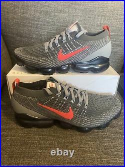 Nike Air Vapormax Flyknit 3 Grey Track Red CT1270-001 Mens Size 12