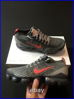 Nike Air Vapormax Flyknit 3 Grey Track Red CT1270-001 Mens Size 8