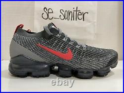 Nike Air Vapormax Flyknit 3 Grey Track Red CT1270-001 Mens Size 9.5 B-Grade
