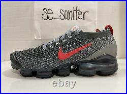 Nike Air Vapormax Flyknit 3 Grey Track Red CT1270-001 Mens Size 9.5 B-Grade