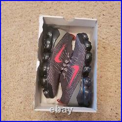 Nike Air Vapormax Flyknit 3 Grey Track Red CT1270-001 Mens Size 9.5 No Lid
