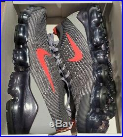 Nike Air Vapormax Flyknit 3 Iron Grey Track Red CT1270-001 Mens Size 11.5