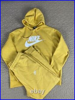 Nike Air Yellow Sweatsuit Track Suit Sweats Hoodie & Joggers Sz L Sweatshirt