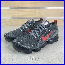 Nike Men's Air Vapormax Flyknit 3 Grey Track Red Running CT1270-001 Mens Sz 10