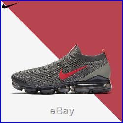 Nike Men's Air Vapormax Flyknit 3 Iron Grey Track Red Running New FK CT1270-001