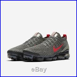 Nike Men's Air Vapormax Flyknit 3 Iron Grey Track Red Running New FK CT1270-001