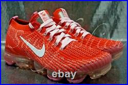 Nike Women's Air VaporMax Flyknit 3 Track Red White Pink CU4756-600 Size 10